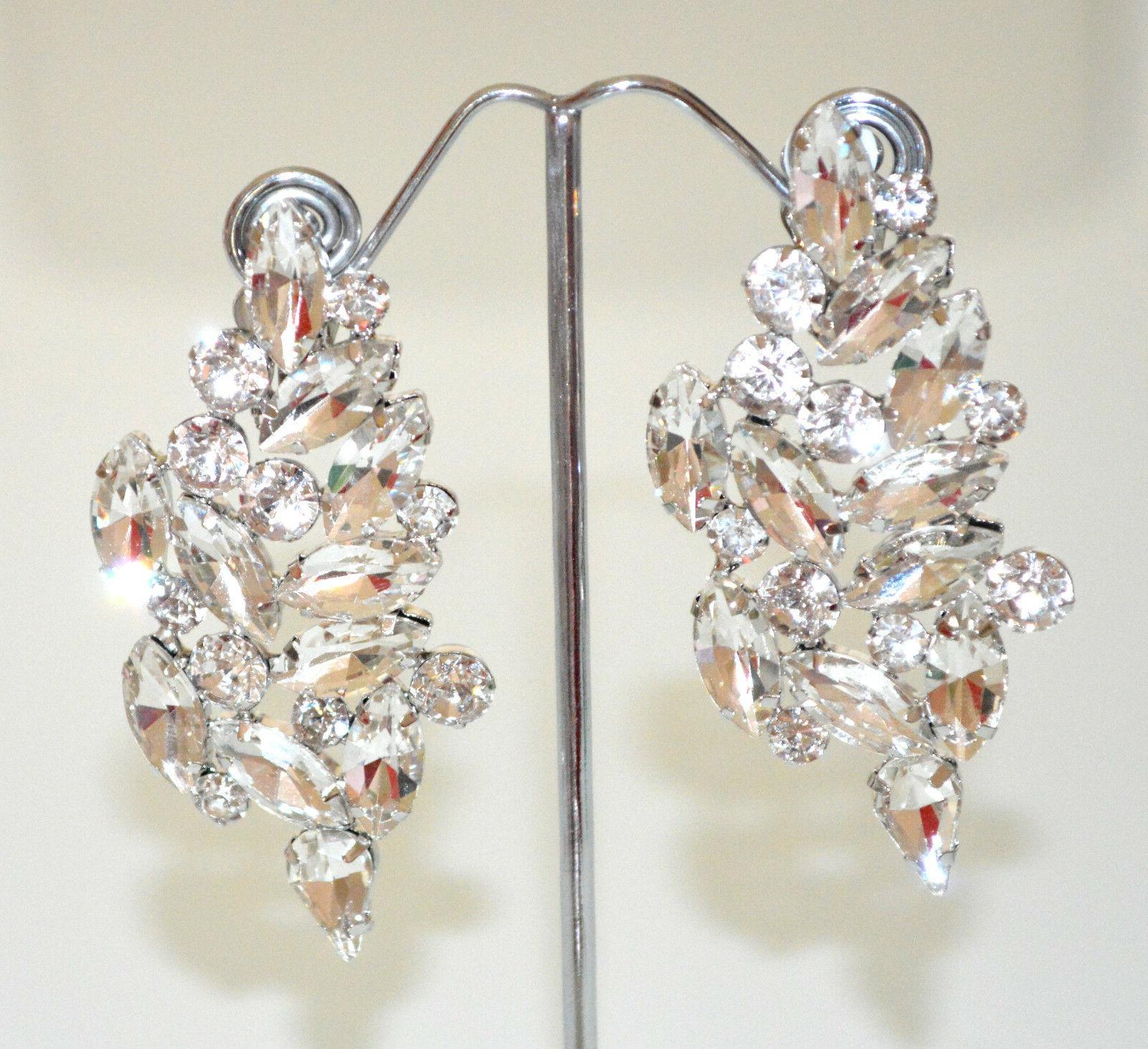 orecchini clips donna argento pendenti cristalli sposa