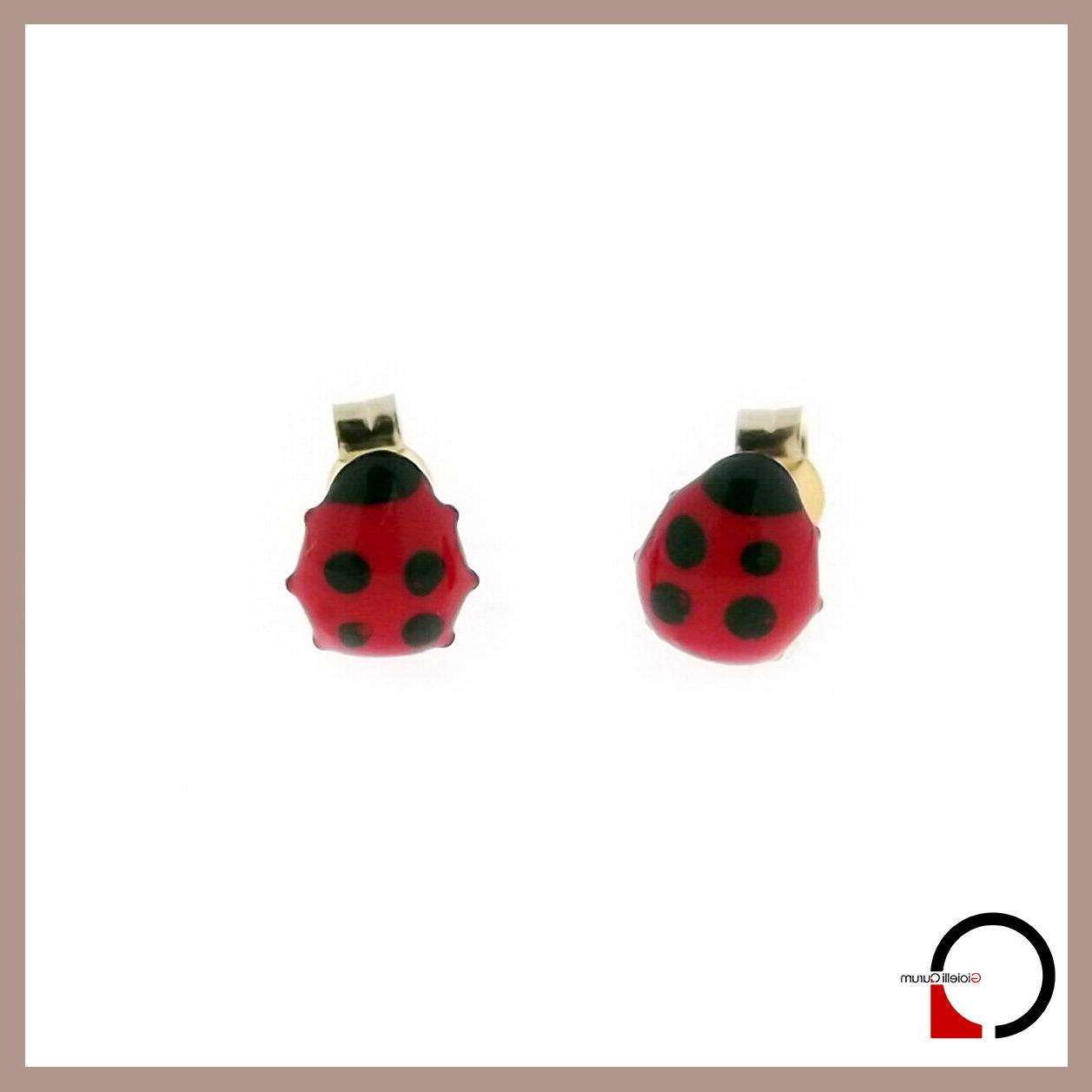 orecchini coccinella da bambina smaltati in oro