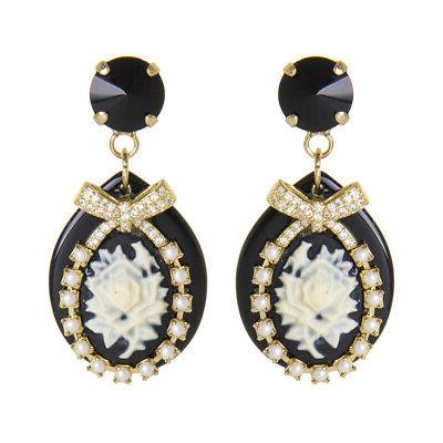 orecchini con cammeo a goccia neri art