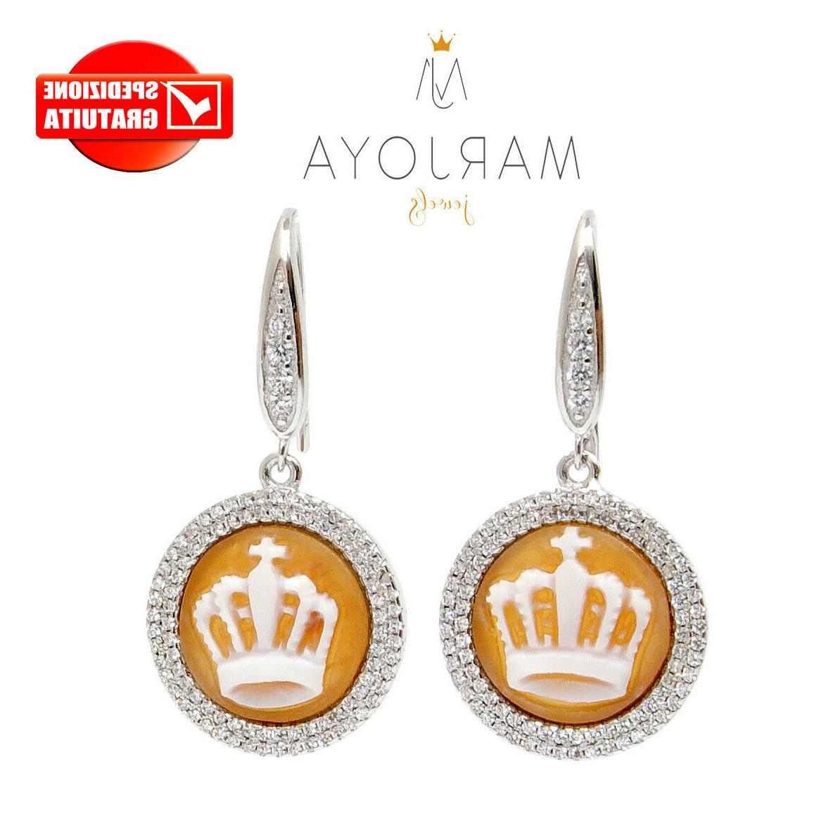 orecchini con cammeo corona in argento 925