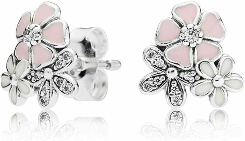 orecchini con fiori dipinti argento 925