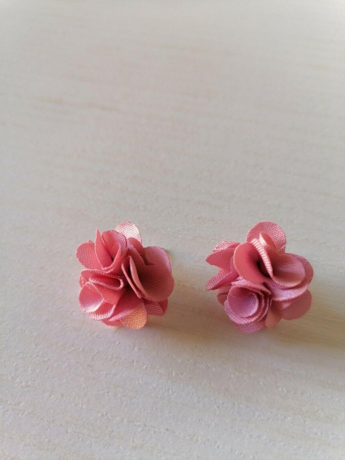 orecchini con fiori rosa in stoffa roselline