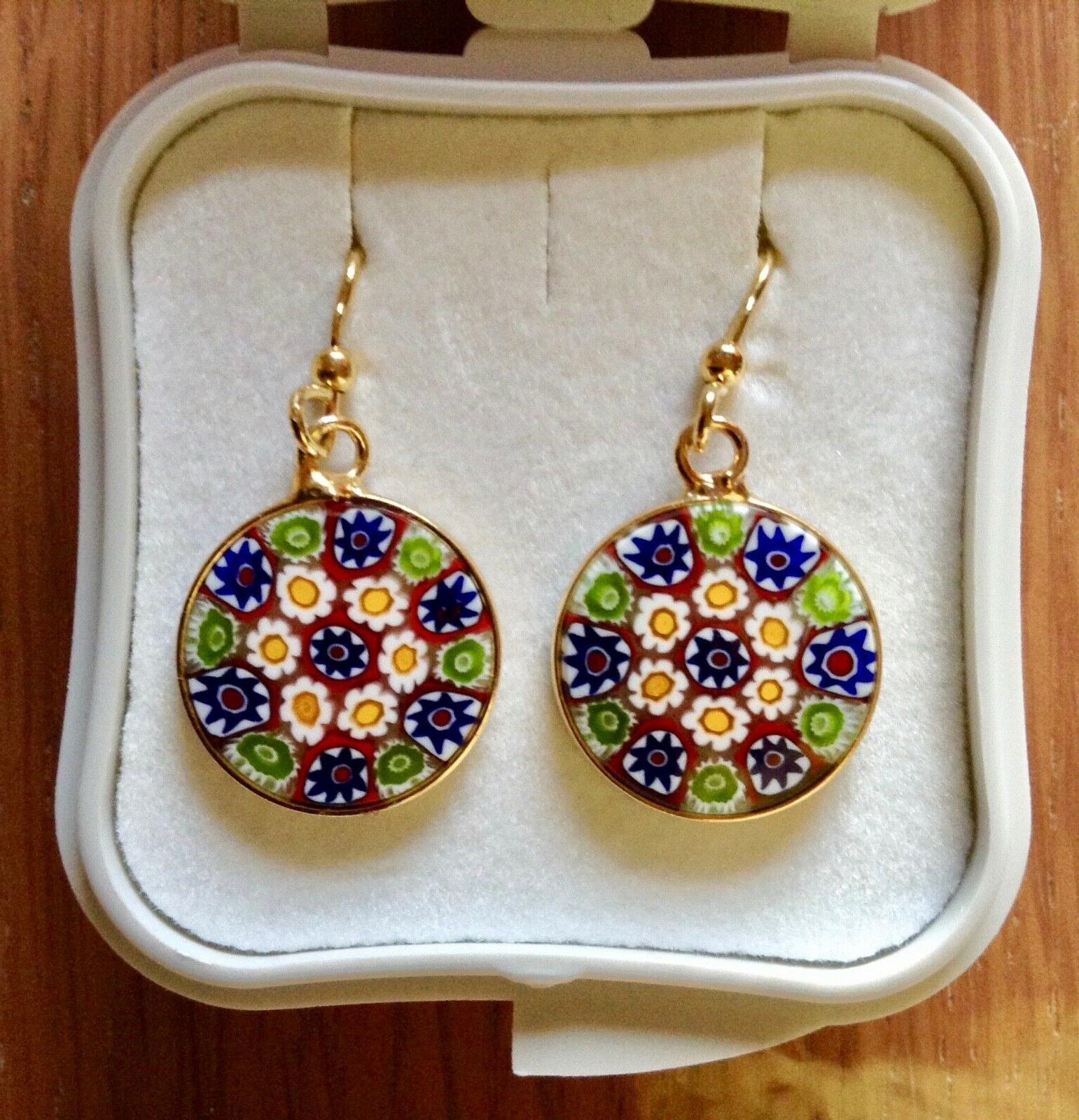 orecchini con murrine millefiori 15 mm veneziane
