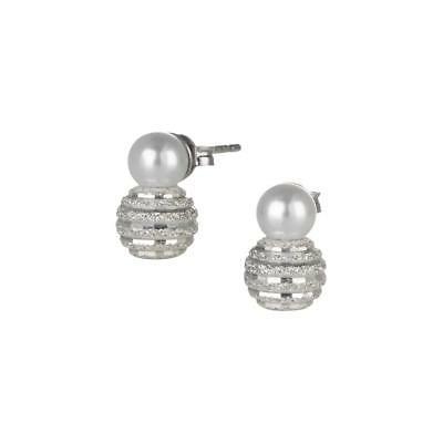 orecchini con perla swarovski e boule satinata