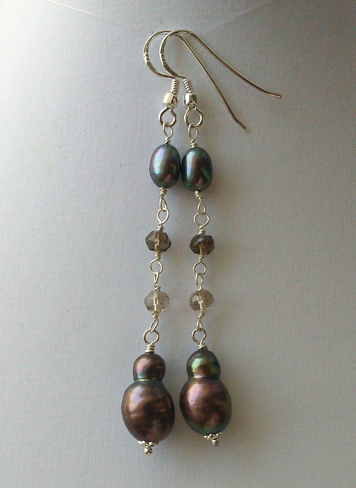 orecchini con perle barocche grigio scuro rondelle