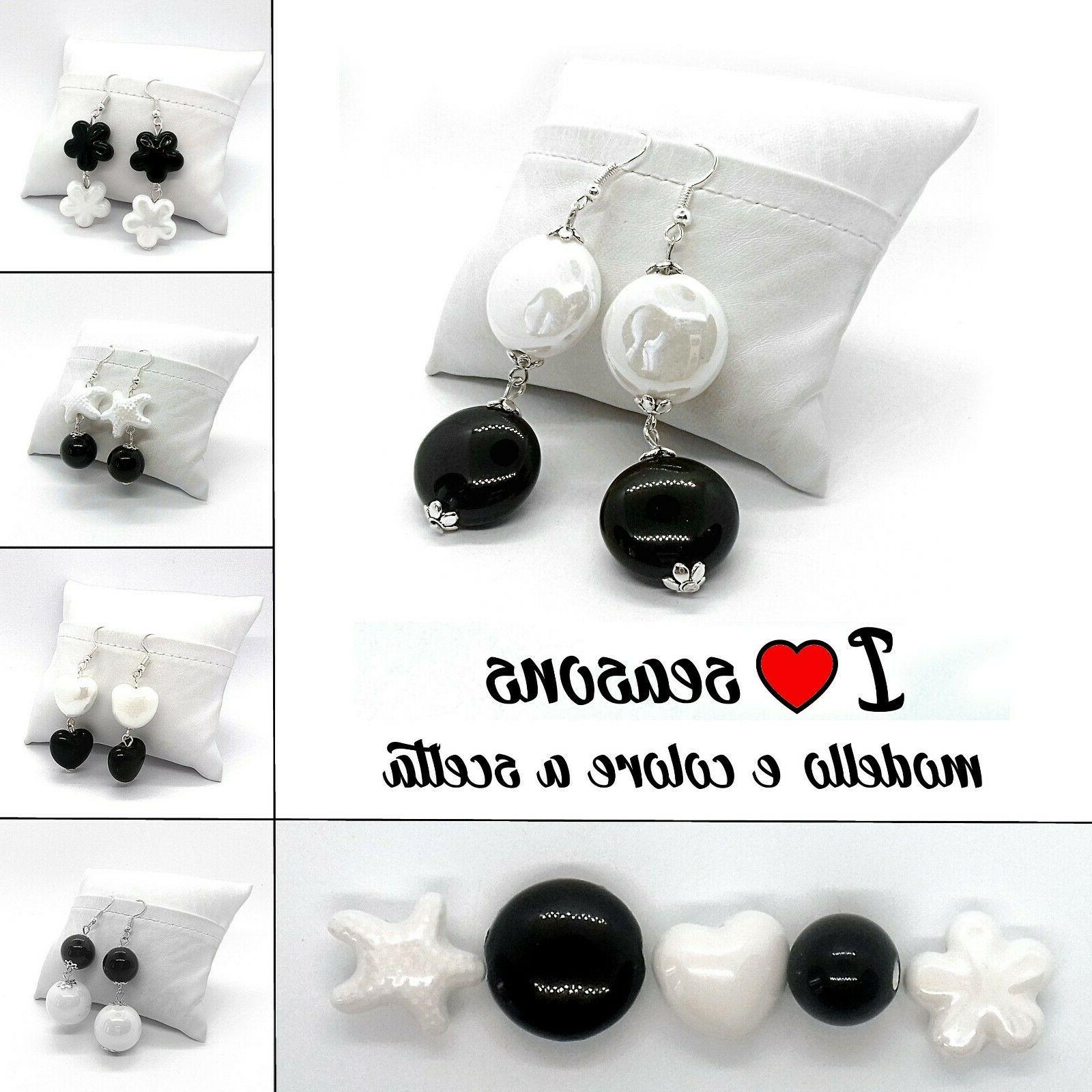 orecchini con perle lucide smaltate in ceramica