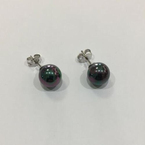 orecchini con perle nere 9 mm in