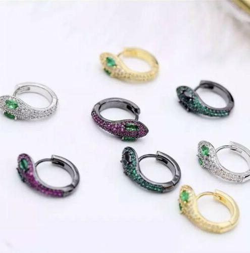 orecchini con serpente e zirconi