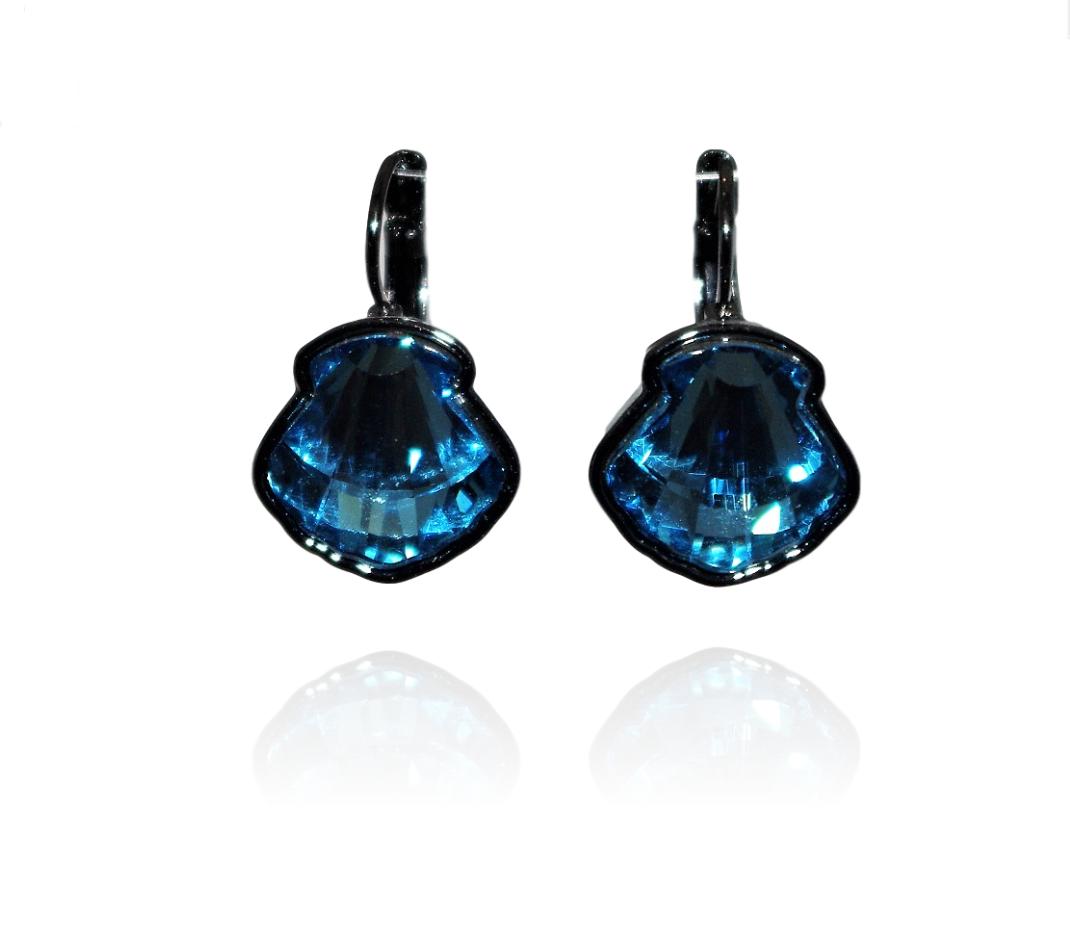 orecchini conchiglia cristallo swarovski blu azzurro