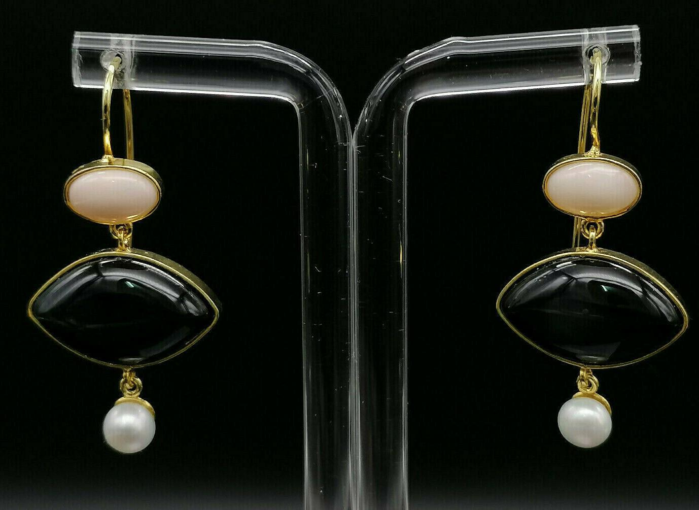 orecchini corallo rosa onice perla da donna