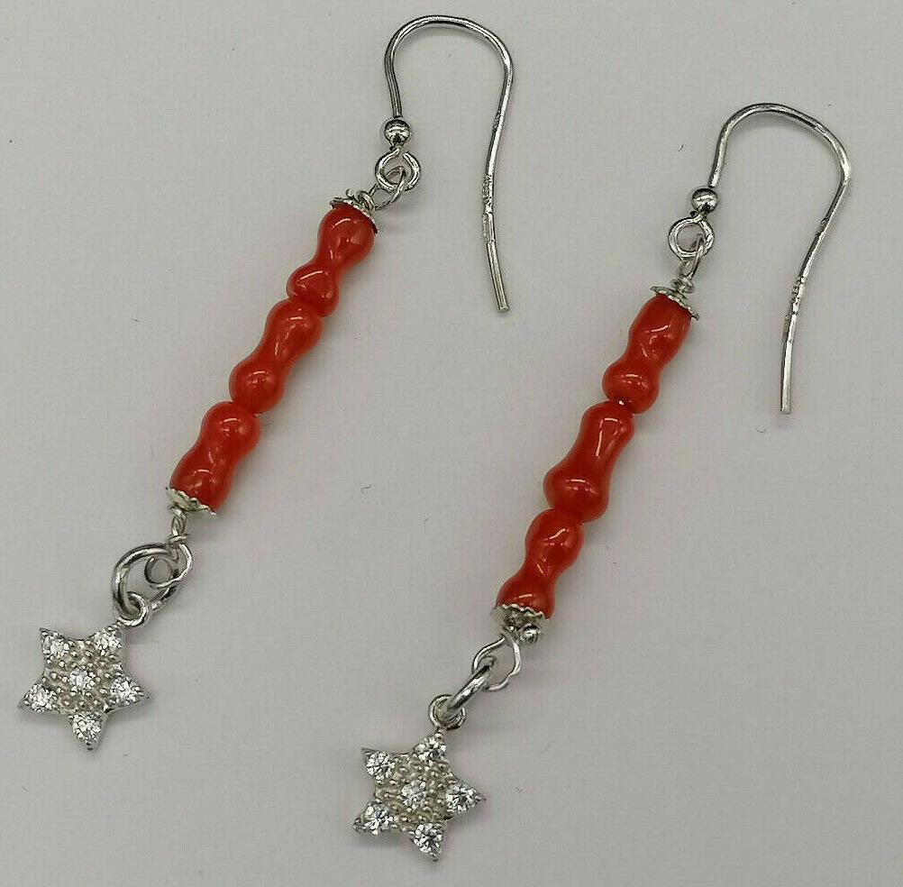 orecchini corallo rosso argento pendente gioiello italiano