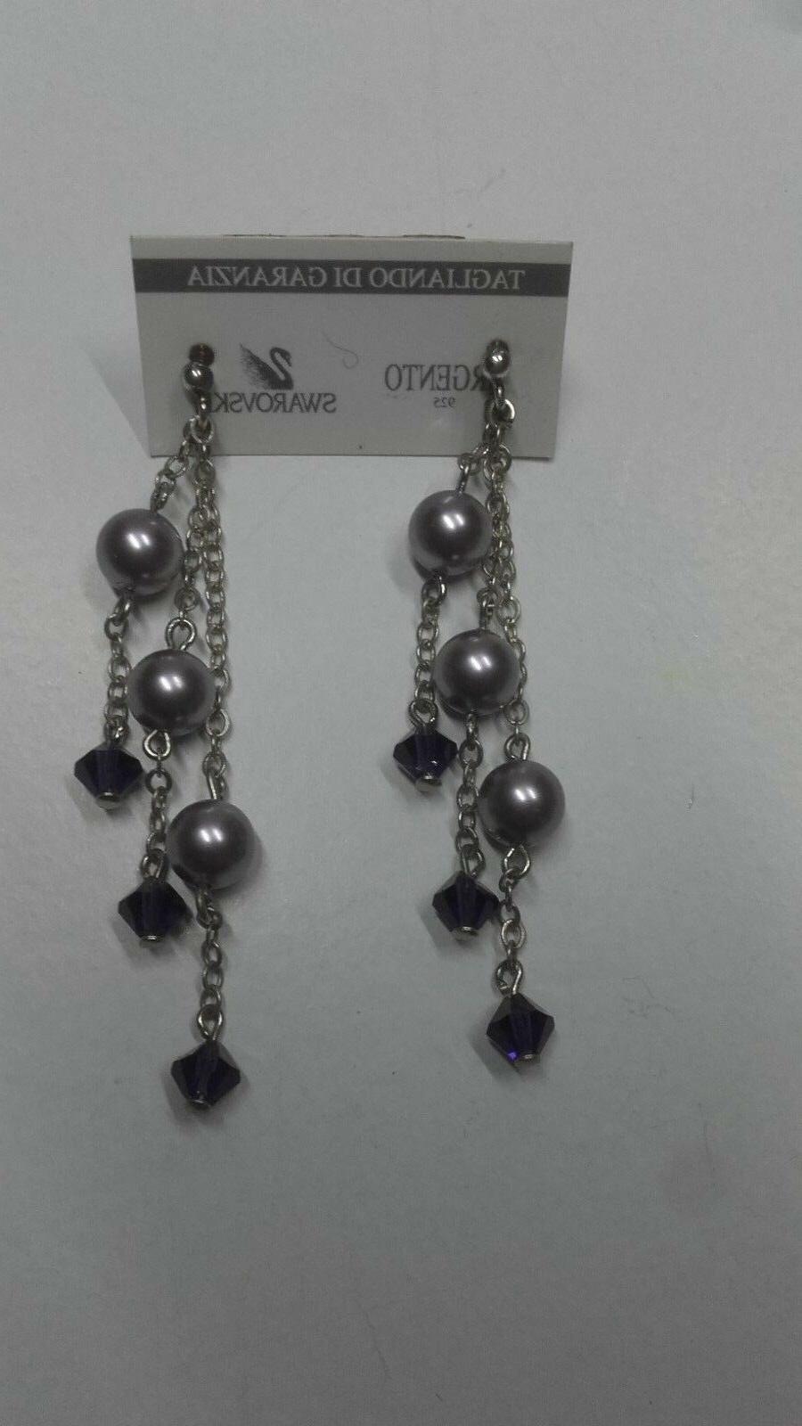orecchini cristalli perle di swarovski e argento