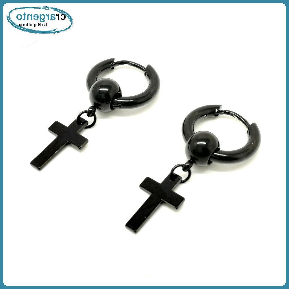 orecchini croce da uomo cerchio pendente in