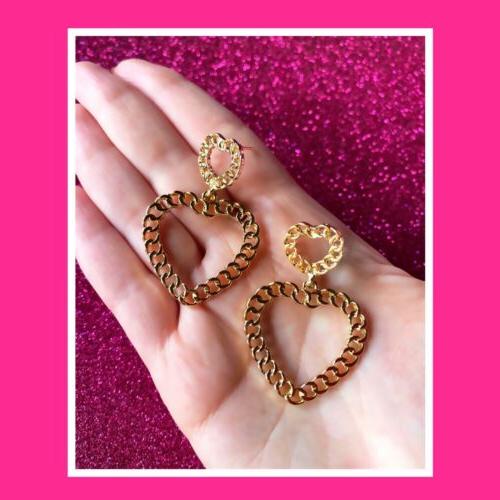 orecchini cuore a catena in color oro