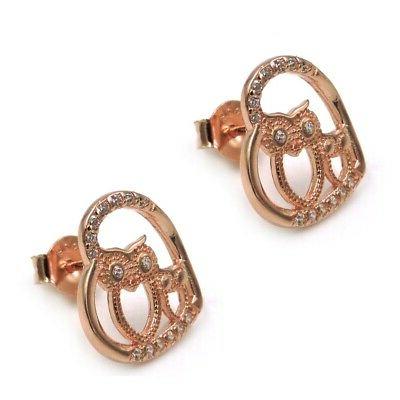 orecchini cuore con gufi in argento 925