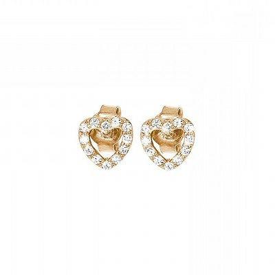 orecchini cuore in argento rodiato e zirconi
