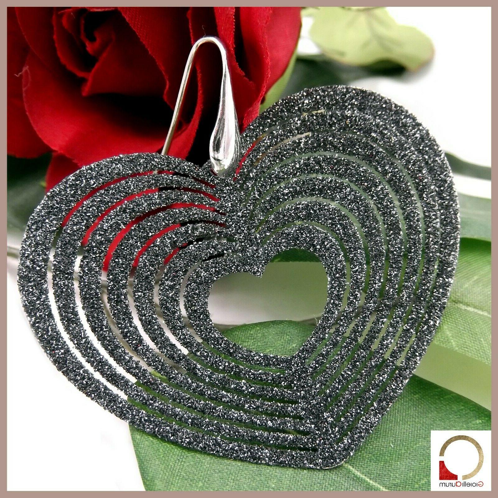 orecchini cuore pendenti lunghi in argento da