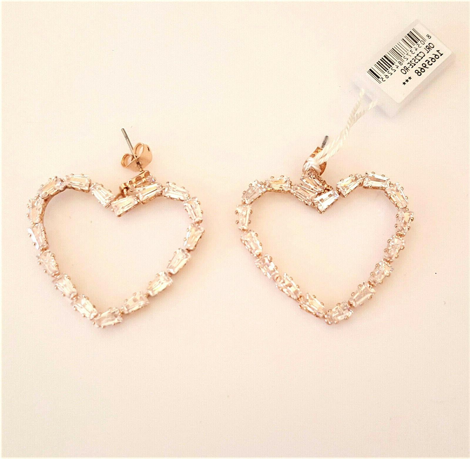 orecchini cuore rosati zirconi baguette coll romantic