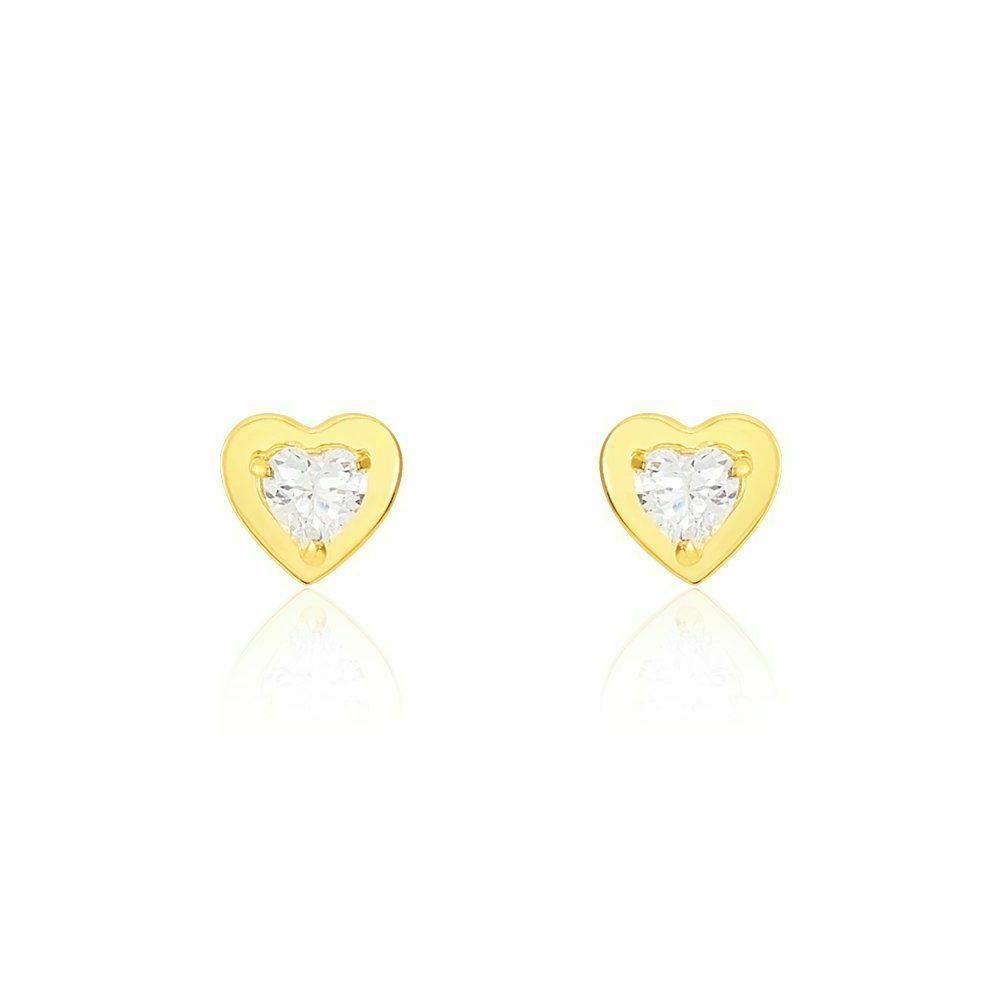 orecchini cuore zircone oro bianco e giallo