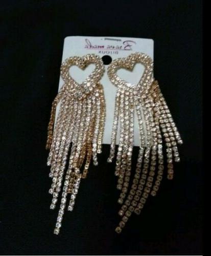 orecchini cuori donna oro pendenti dorati cristalli