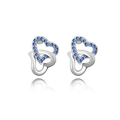 orecchini cuori intrecciati decorato con cristallo blu