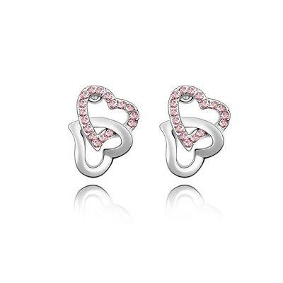 orecchini cuori intrecciati decorato con cristallo rosa