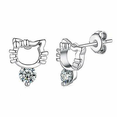 orecchini da bambina gatto lobo colore argento