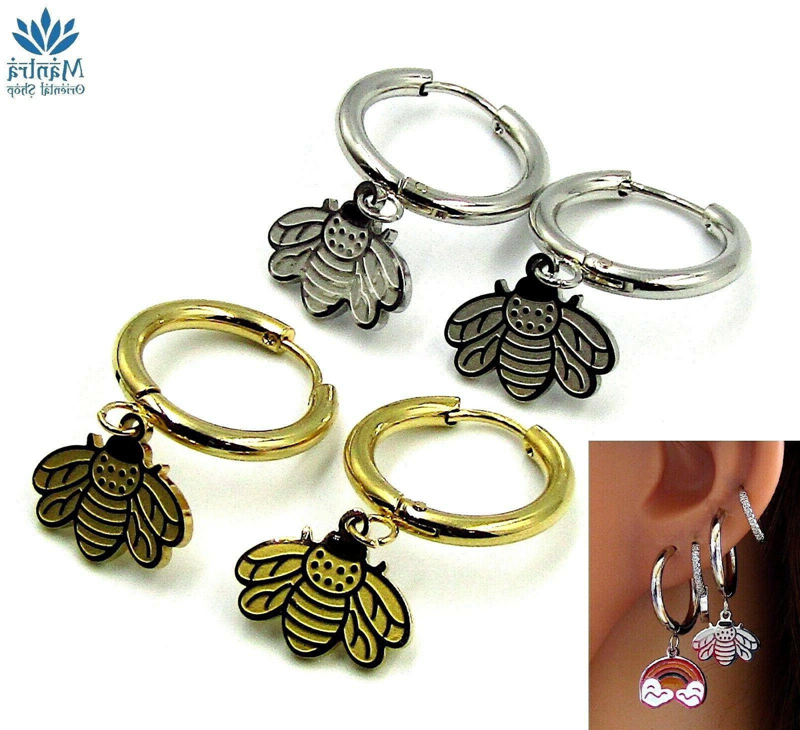 orecchini da donna cerchio piccoli con ape