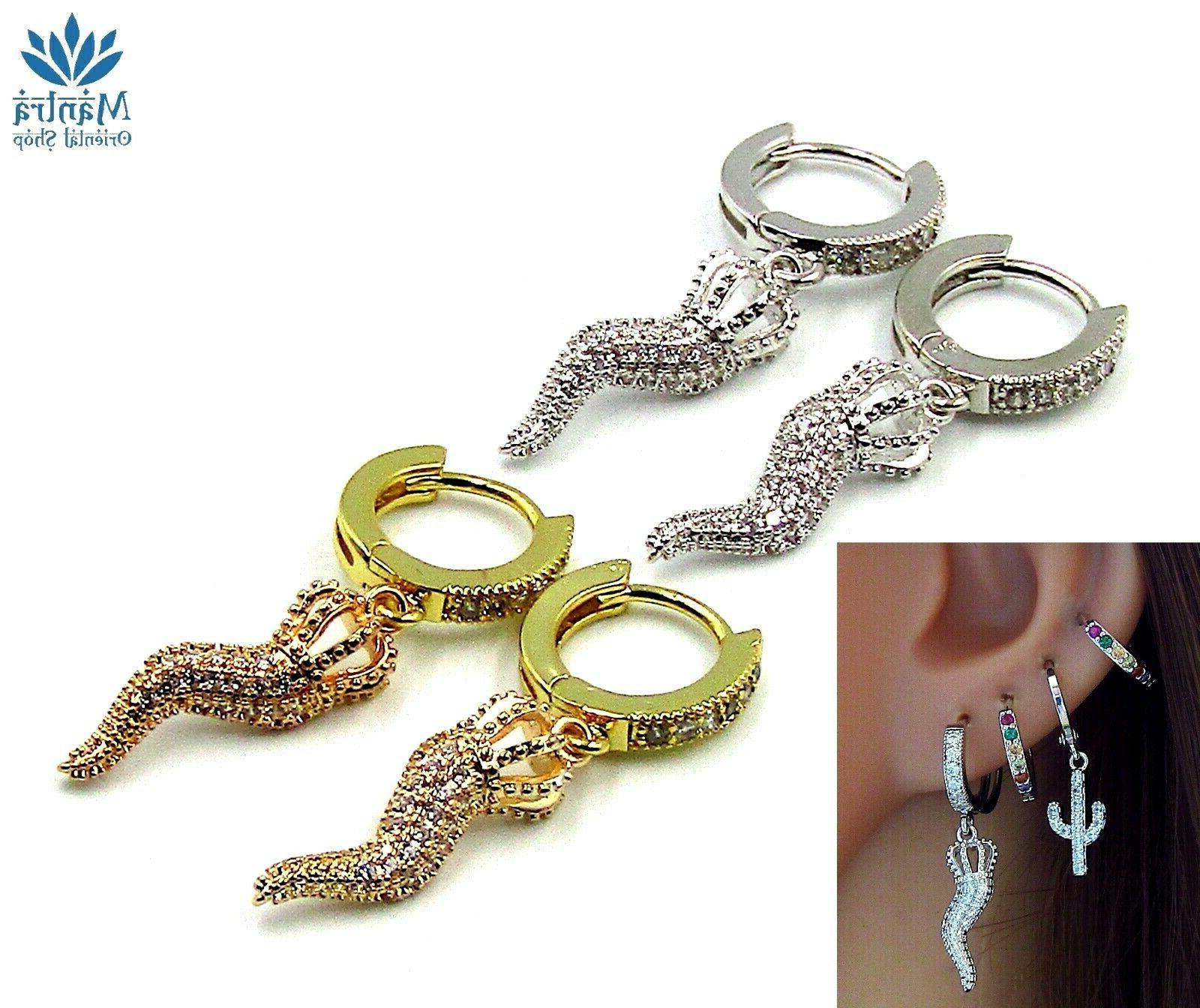 orecchini da donna cerchio piccoli con corno