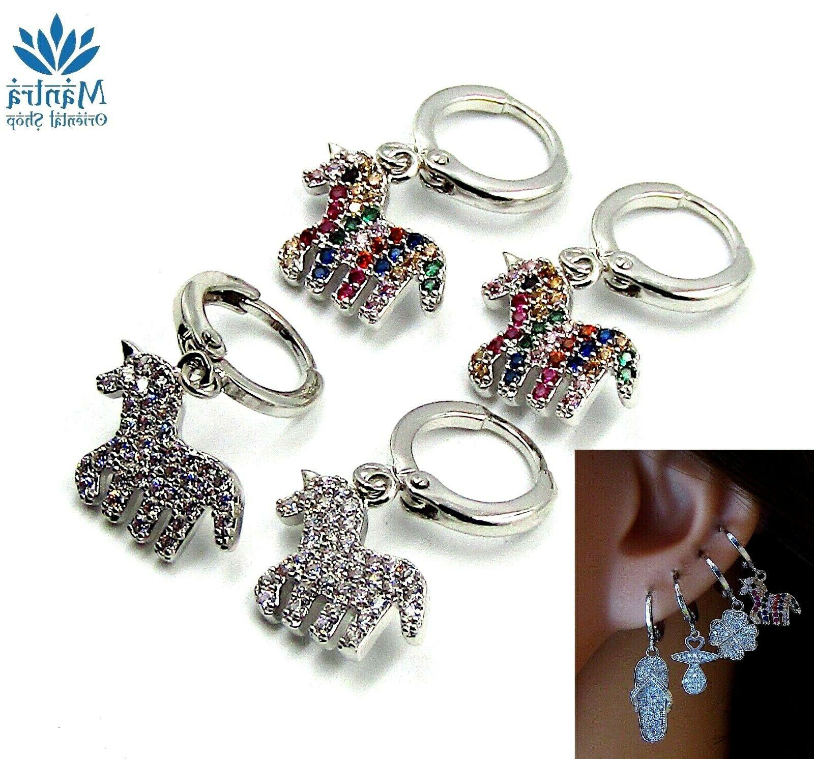 orecchini da donna cerchio piccoli con unicorno