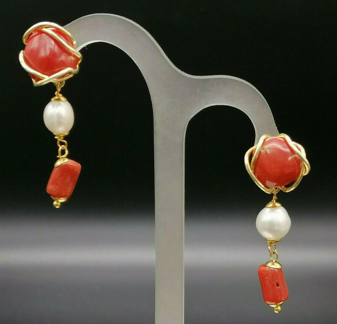orecchini da donna corallo rosso autentico e