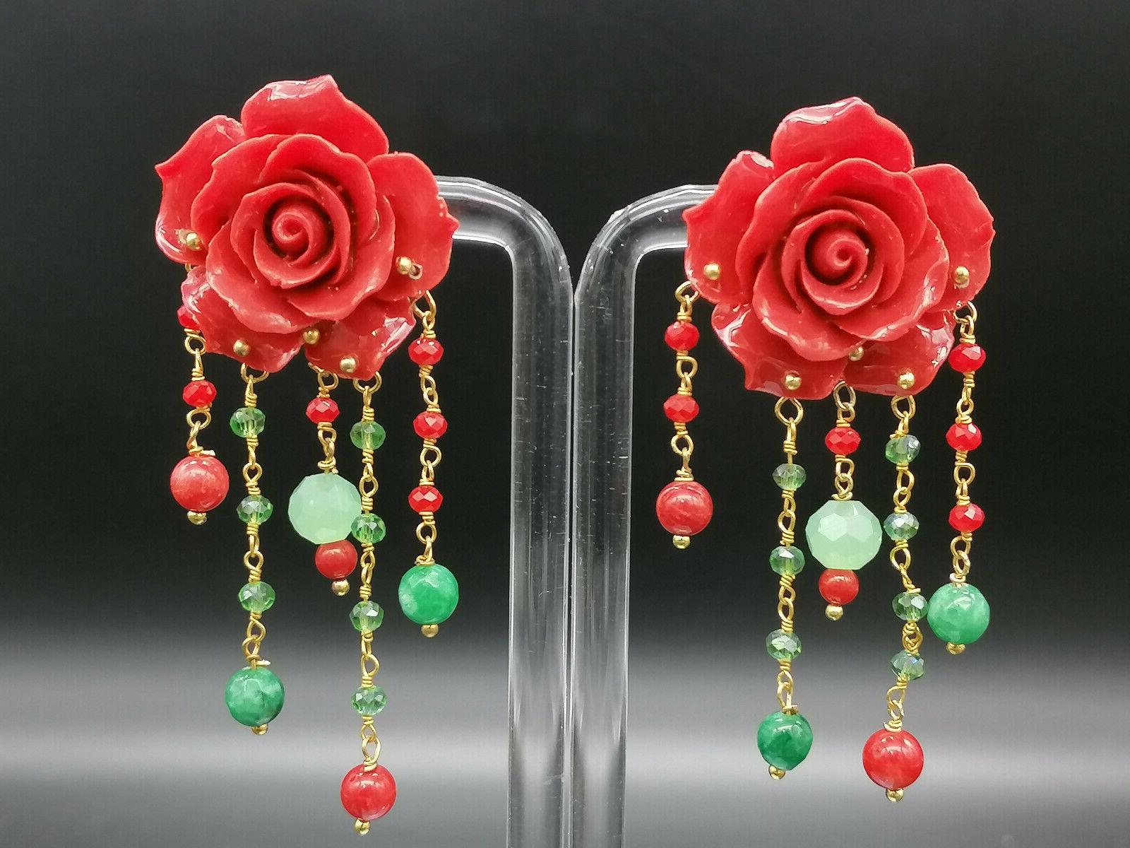 orecchini da donna grandi pendenti corallo rosso