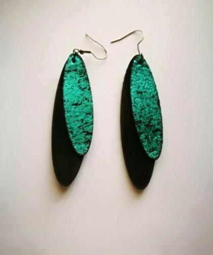 orecchini da donna pendente piuma verde punta