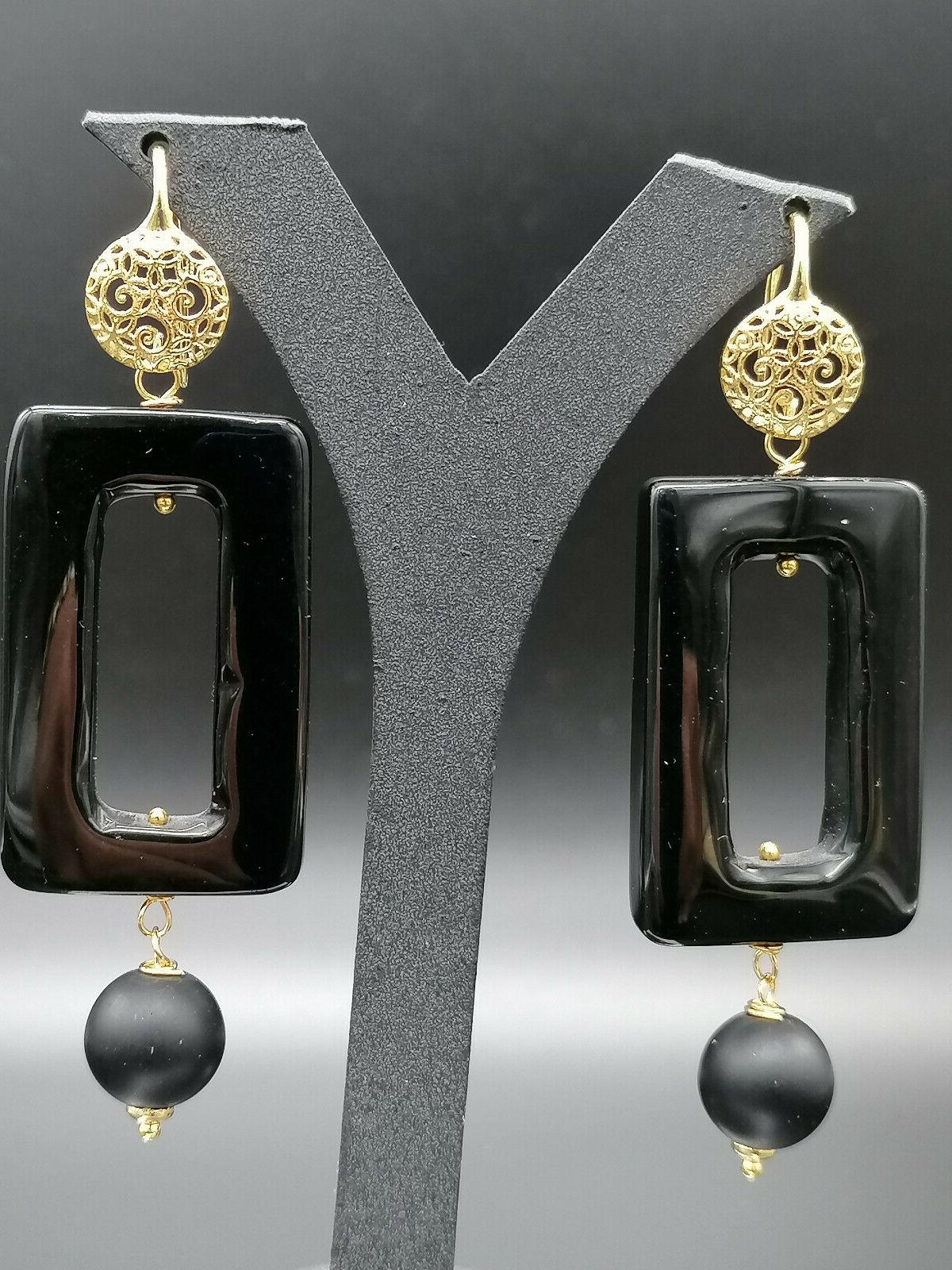 orecchini da donna pendenti in onice nero
