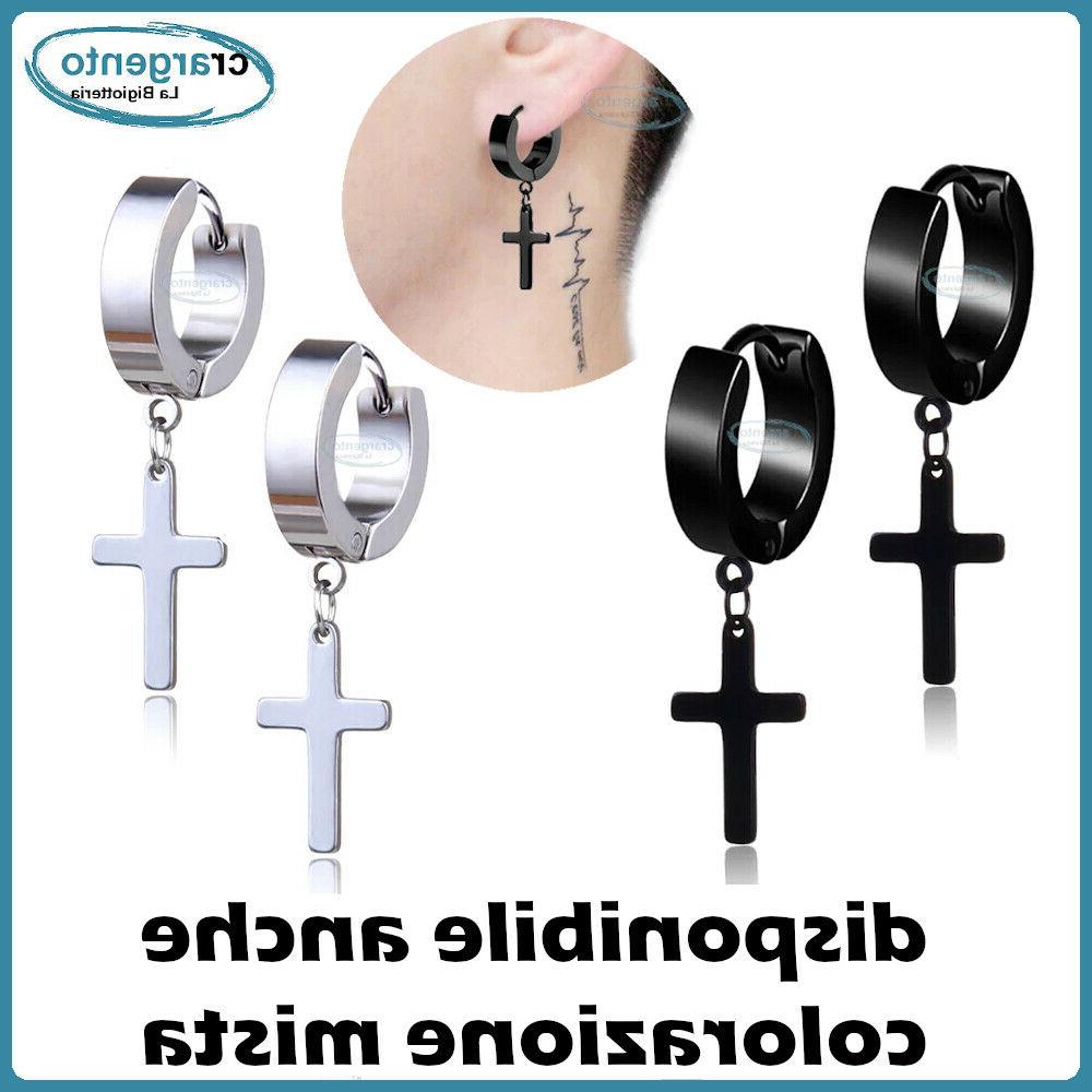 orecchini da uomo a cerchio in acciaio