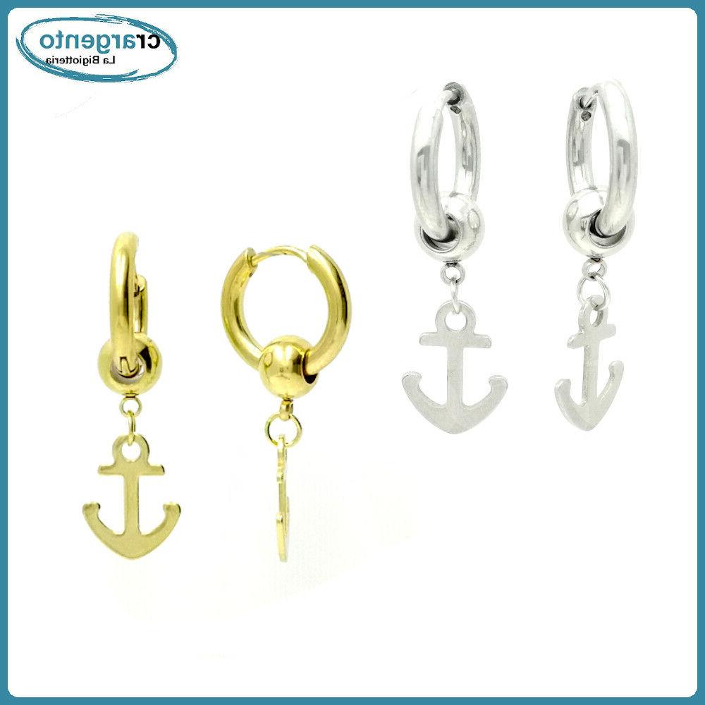 orecchini da uomo in acciaio con ancora