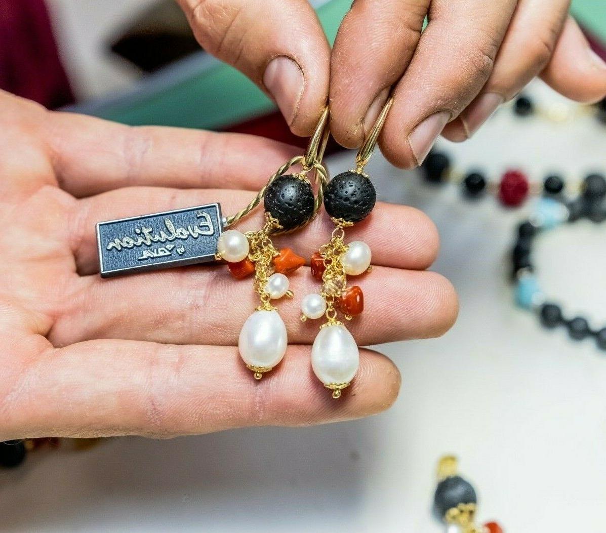 orecchini di corallo con perle naturali pietra