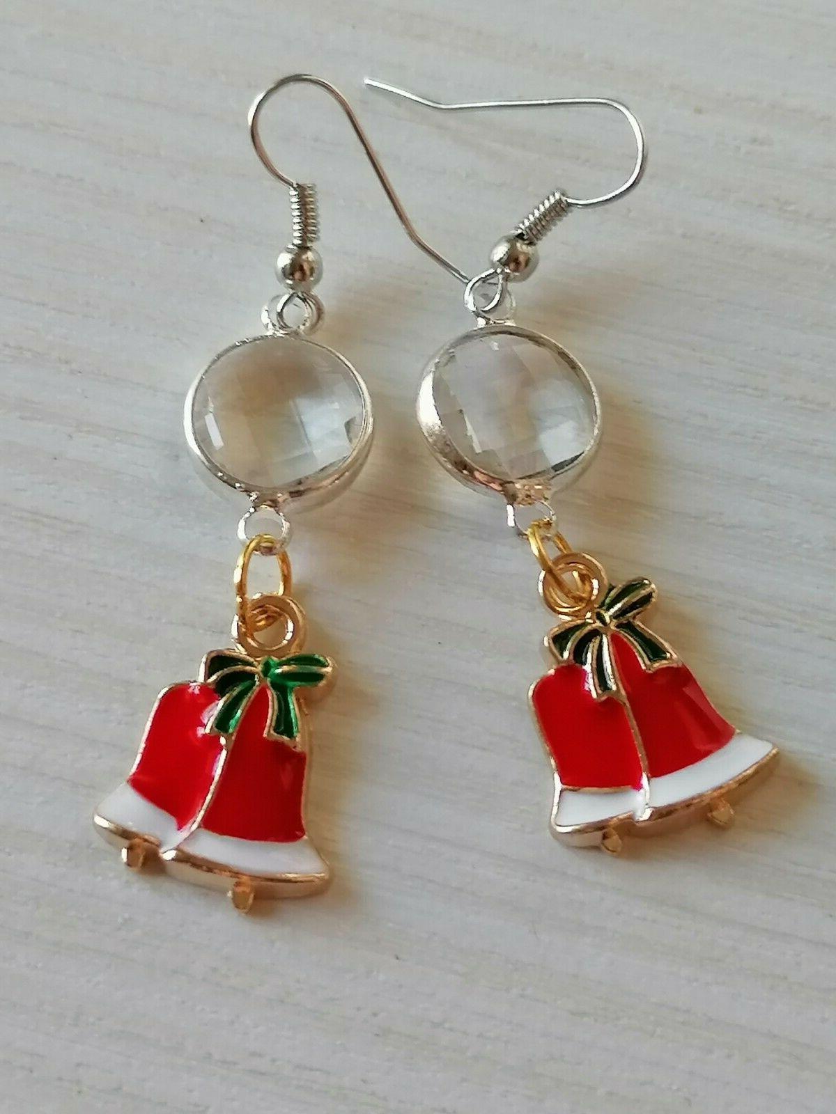orecchini di natale con cristalli e campanelle