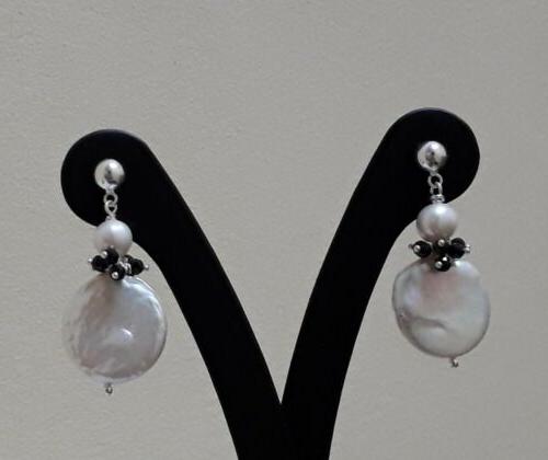 orecchini di perle e spinello nero