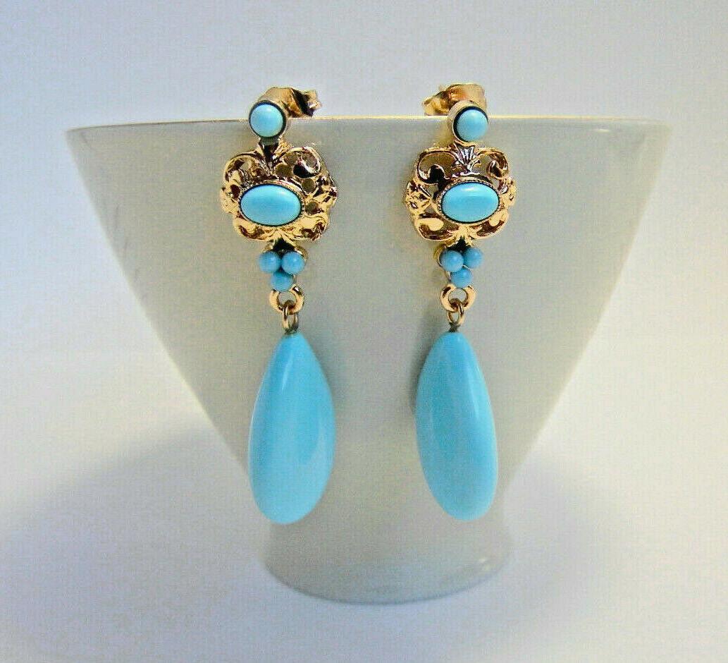 orecchini di turchese blu art nouveau pendenti