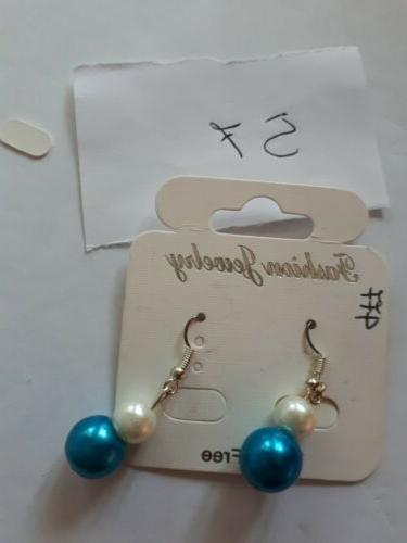 orecchini donna 2 palline azzurro e bianco