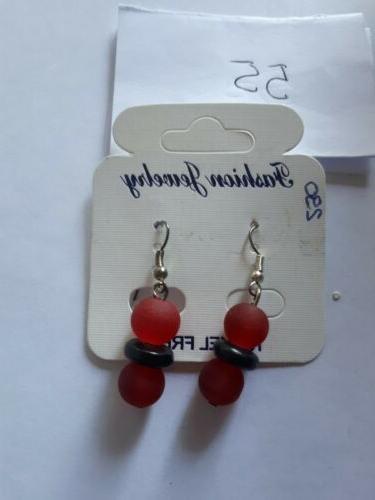 orecchini donna 2 palline rosso trasparente