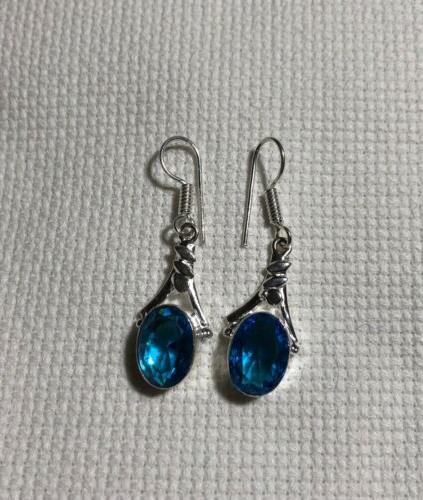 orecchini donna 925 pietra azzurra elegante nos