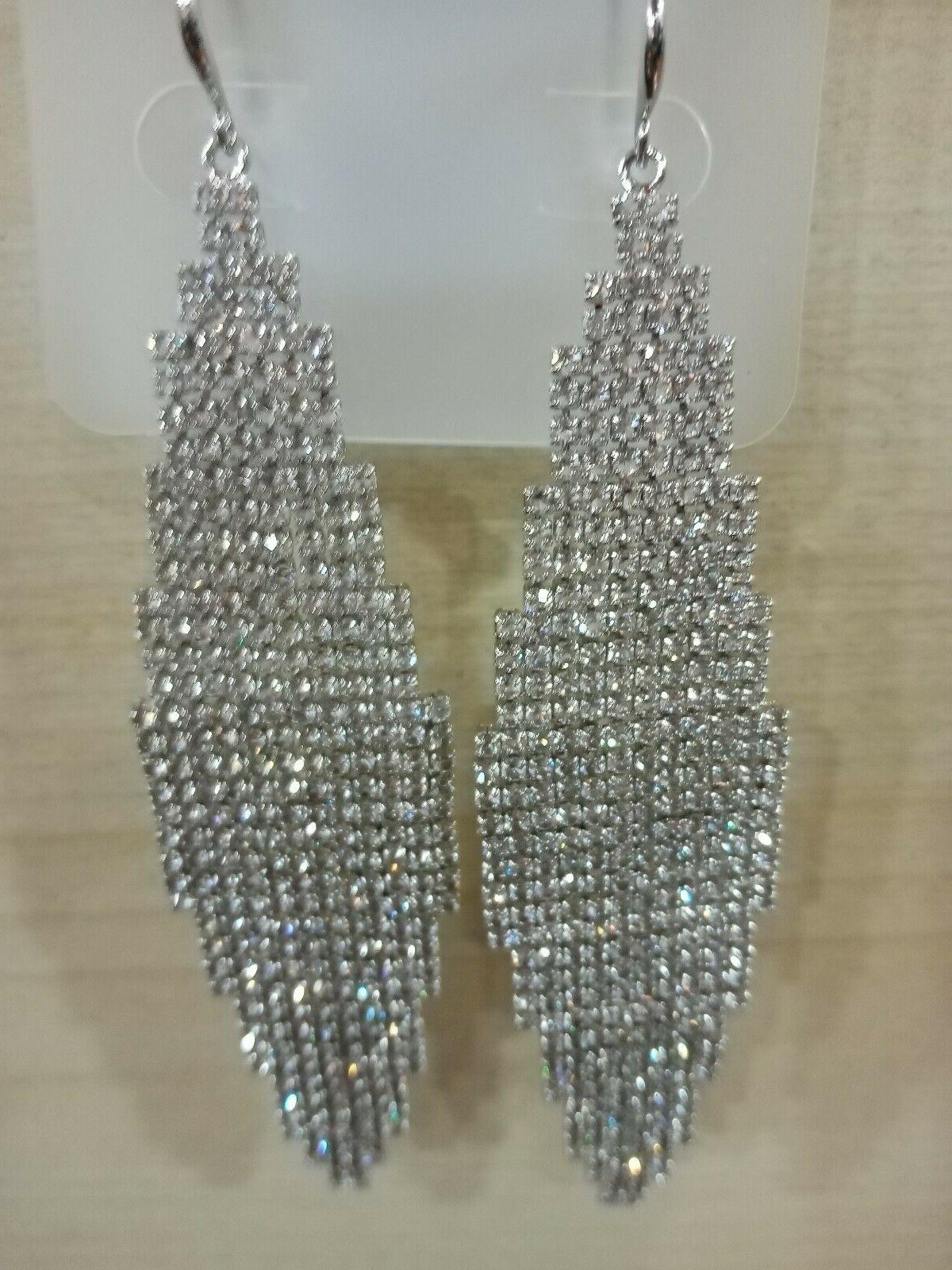 orecchini donna a pendente con strass bigiotteria