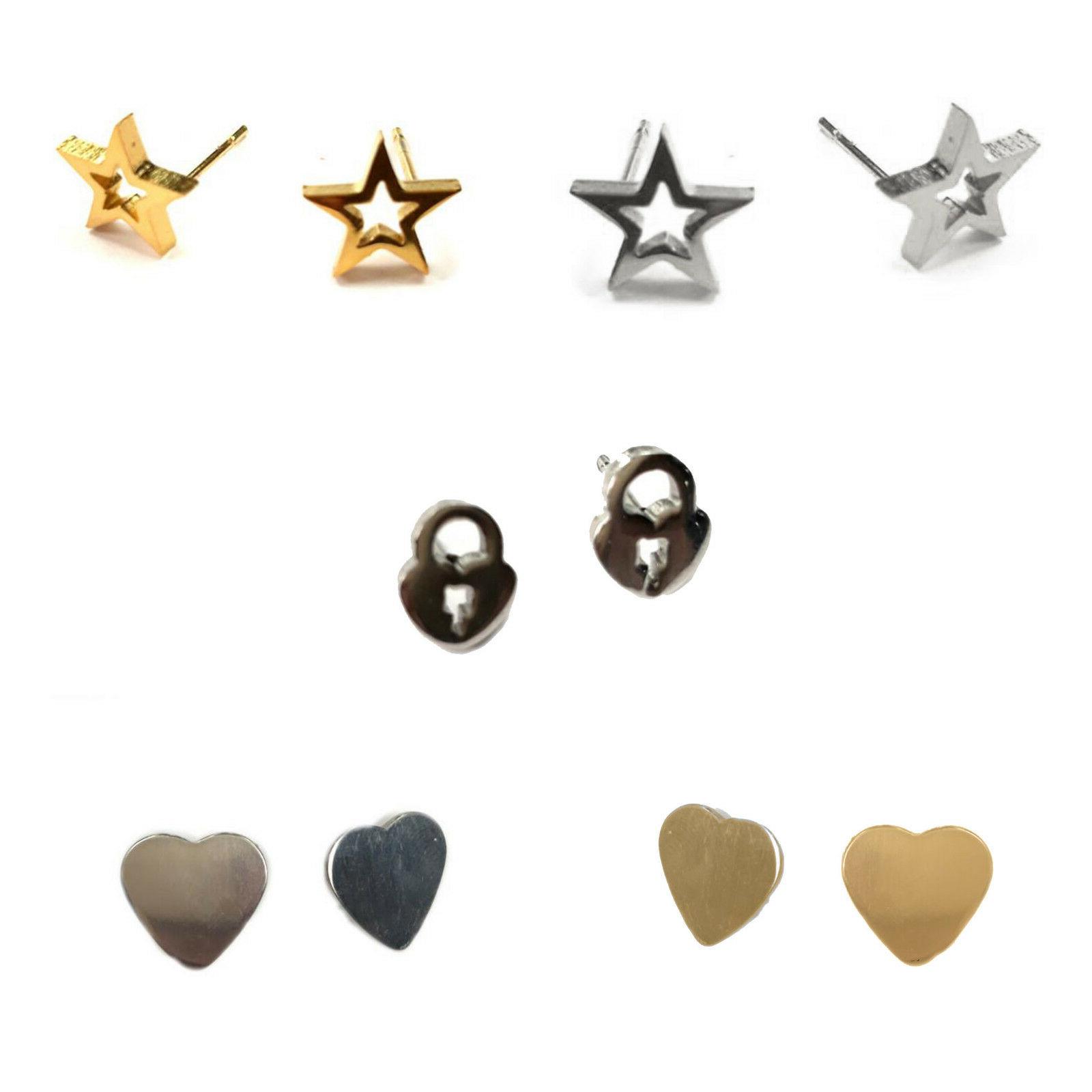 orecchini donna acciaio piccoli lobo cuore stella