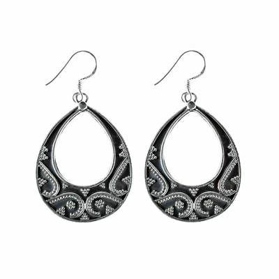 orecchini donna argento 925 ossidato lacrima cerchio