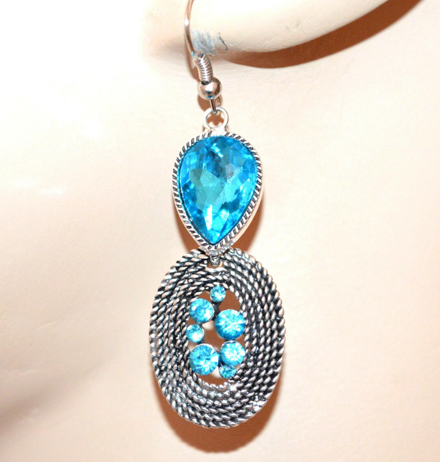 orecchini donna argento etnici strass cristallo azzurro