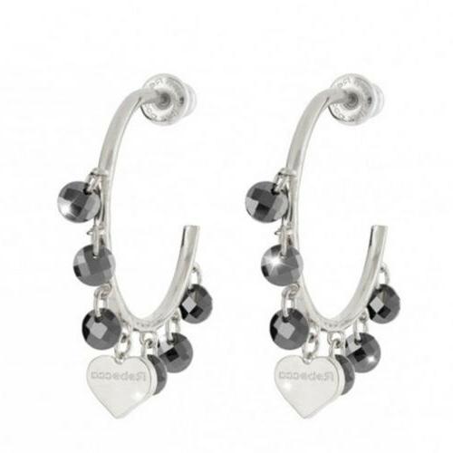 orecchini donna argento lucciole cristallo nero cuore