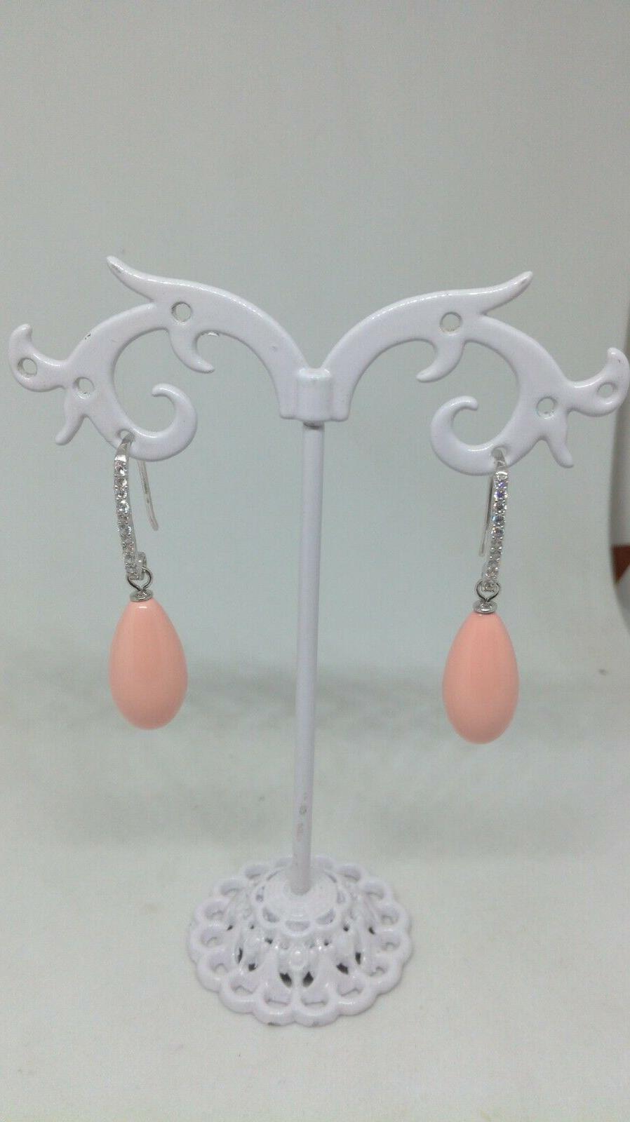 orecchini donna argento madreperla smaltata corallo rosa