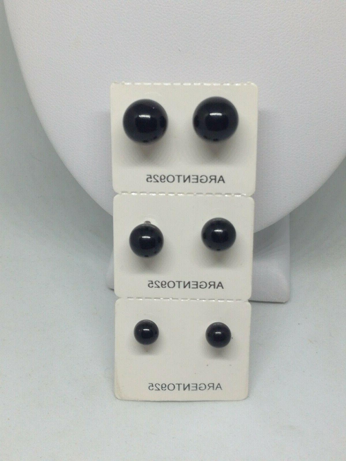 orecchini donna argento onice nera sfere tondi